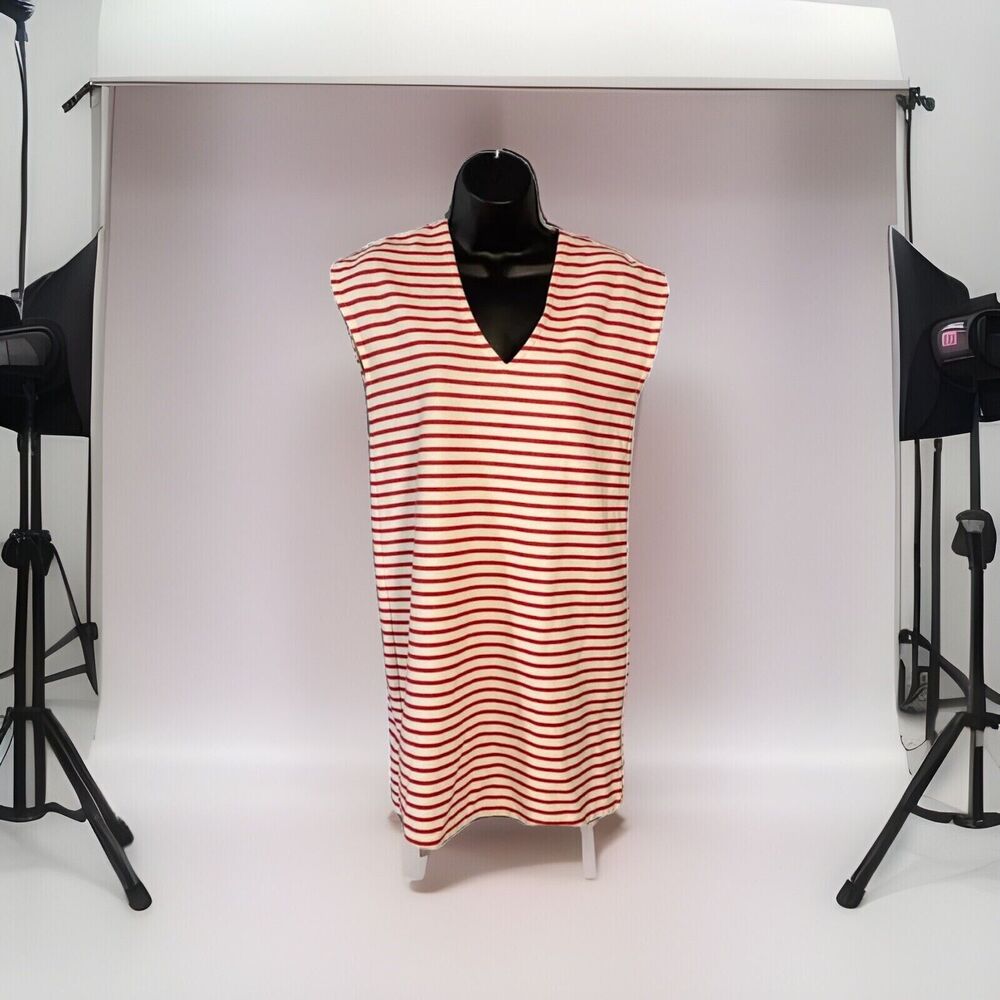 J‎ Crew XXS Dress Pullover Tunic Sleeveless White Red Stripe